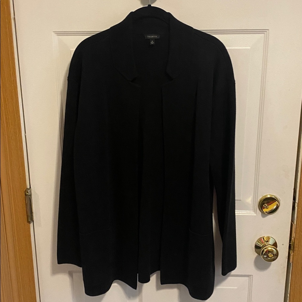 Chic Talbots medium weight black open cardigan jacket